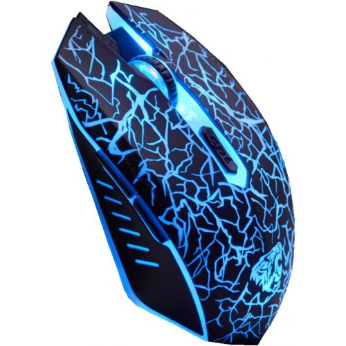  VEGCOO C10 Wireless Gaming Mouse Rechargeable Silent Optical Mice 7 Colors LED Lights, 7 Buttons 2400/1600/800DPI (Black)