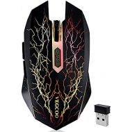 Wireless Gaming Mouse, VEGCOO C8 Silent Click Wireless Rechargeable Mouse with Colorful LED Lights and 2400/1600/1000 DPI for Laptop and Computer (C11 Black)……