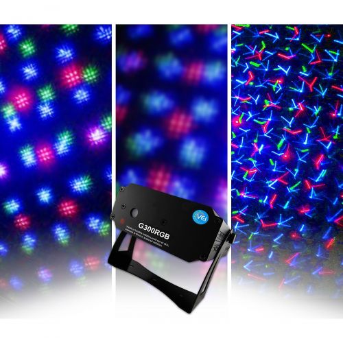  VEI},description:Create dynamic lighting effects at you next DJ gig or house party with this affordable and powerful laser fixture. Despite its compact size, the G300RGB mini RGB l