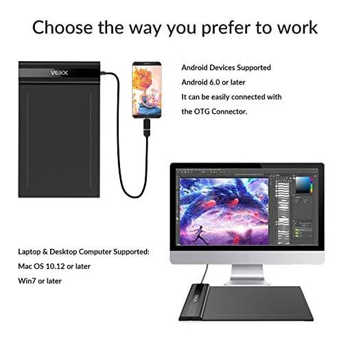  [아마존베스트]VEIKK S640 Digital Graphic Tablet Drawing Tablet Pen Tablet OSU! 6 x 4 inch 8192 Pressure Stages Battery Free Pen Compatible with Mac Windows