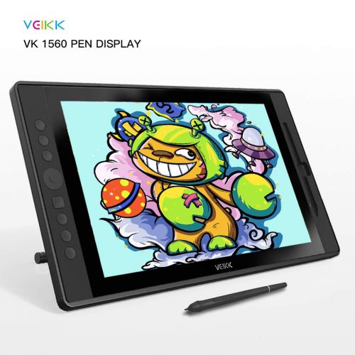  Drawing Monitor Pen Display VEIKK 15.6 inch HD IPS Graphics Tablet,with Express Key and Quick Dial,8192 Levels Battery-Free Pen and Adjustable Stand