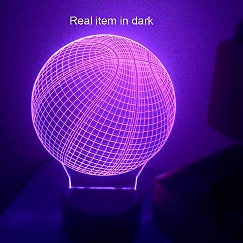  [아마존베스트]VELAN 3D Table Lamp Round Basketball Shape Gift Acrylic Night Light Furniture Decorative Colorful 7 Color Change Household Home Accessories