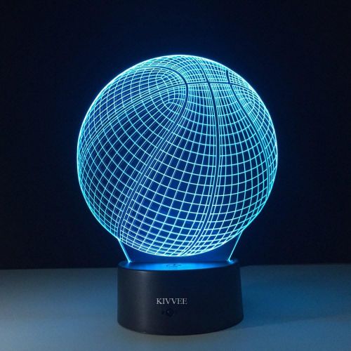  [아마존베스트]VELAN 3D Table Lamp Round Basketball Shape Gift Acrylic Night Light Furniture Decorative Colorful 7 Color Change Household Home Accessories