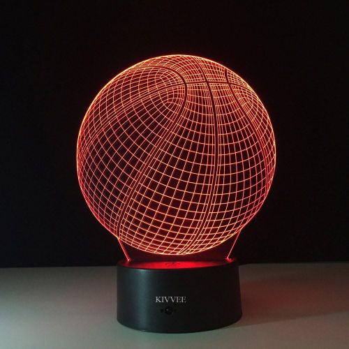  [아마존베스트]VELAN 3D Table Lamp Round Basketball Shape Gift Acrylic Night Light Furniture Decorative Colorful 7 Color Change Household Home Accessories