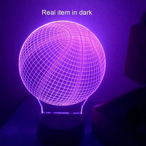  [아마존베스트]VELAN 3D Table Lamp Round Basketball Shape Gift Acrylic Night Light Furniture Decorative Colorful 7 Color Change Household Home Accessories