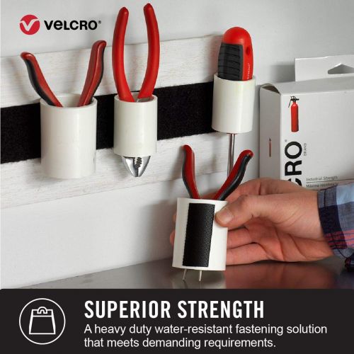  VELCRO Brand Industrial Strength Fasteners | Stick-On Adhesive | Professional Grade Heavy Duty Strength Holds up to 10 lbs on Smooth Surfaces | Indoor Outdoor Use | 4 x 2 inch Stri