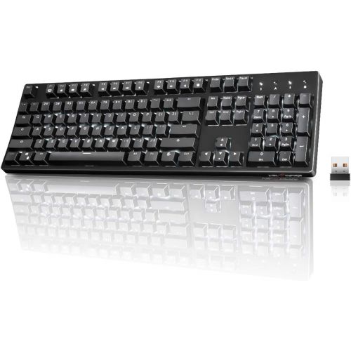  [아마존 핫딜] VELOCIFIRE Wireless Mechanical Keyboard Ergonomic, Velocifire VM02WS 104-key Full Size with Quiet Brown Switches White Backlit & High Battery Lasting for Copywriters, Typists, Programmer