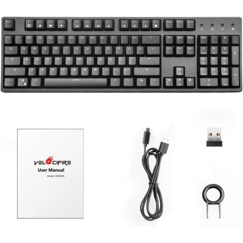  [아마존 핫딜] VELOCIFIRE Wireless Mechanical Keyboard Ergonomic, Velocifire VM02WS 104-key Full Size with Quiet Brown Switches White Backlit & High Battery Lasting for Copywriters, Typists, Programmer