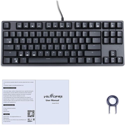  [아마존 핫딜] VELOCIFIRE TKL02 Mechanical Keyboard TKL 87 Key Tenkeyless Ergonomic with Quiet Brown Switches, and White LED Backlit for Copywriters, Typists and Programmers