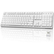 Mechanical Keyboard Brown Switches, Velocifire VM02WS Wireless Full Size Keyboard with Brown Switches White Backlit & High Battery Lasting for Copywriters, Typists, Programmer(Whit