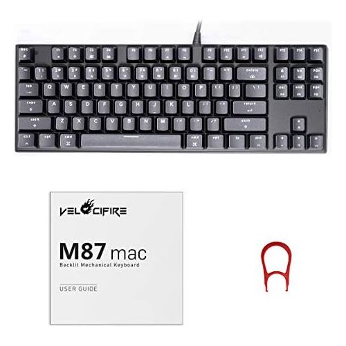  M87 Mac Layout Mechanical Keyboard, VELOCIFIRE 87-Key with Tactile Brown Switch, and LED White Backlit, Compatible with Mac (Black)