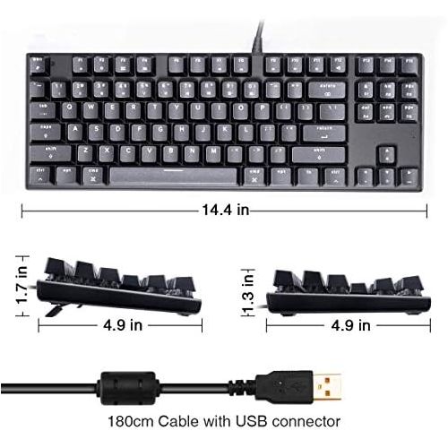  M87 Mac Layout Mechanical Keyboard, VELOCIFIRE 87-Key with Tactile Brown Switch, and LED White Backlit, Compatible with Mac (Black)