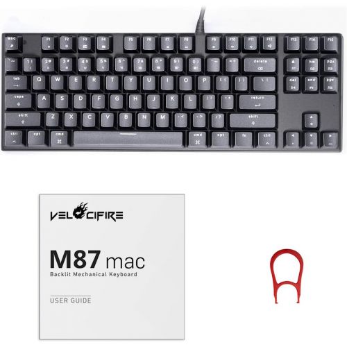  M87 Mac Layout Mechanical Keyboard, VELOCIFIRE 87-Key with Tactile Brown Switch, and LED White Backlit, Compatible with Mac (Black)