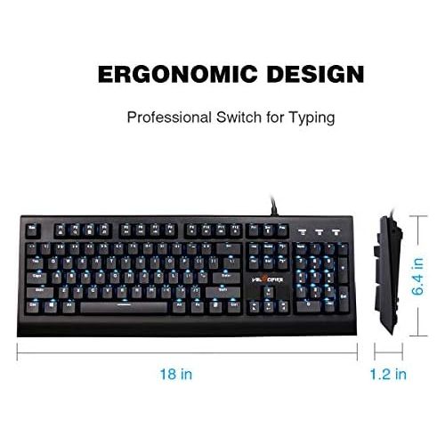  Velocifire VM01 Mechanical Keyboard 104-Key Full Size with Brown Switches LED Illuminated Backlit Anti-ghosting Keys for Copywriter, Gamer and Programmer