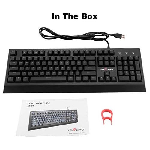  Velocifire VM01 Mechanical Keyboard 104-Key Full Size with Brown Switches LED Illuminated Backlit Anti-ghosting Keys for Copywriter, Gamer and Programmer