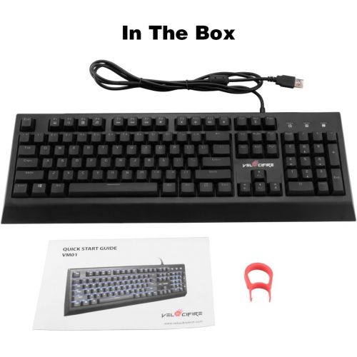  Velocifire VM01 Mechanical Keyboard 104-Key Full Size with Brown Switches LED Illuminated Backlit Anti-ghosting Keys for Copywriter, Gamer and Programmer