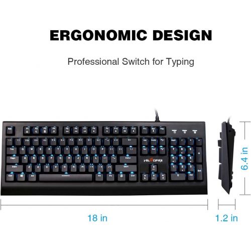  Velocifire VM01 Mechanical Keyboard 104-Key Full Size with Brown Switches LED Illuminated Backlit Anti-ghosting Keys for Copywriter, Gamer and Programmer