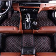 VEMAT Car Floor Mat Custom Made for Audi A7 2018-2019 Faux Leather All Weather Waterproof Full Surrounded 3D Foot Carpets (Black with Red Stitch)