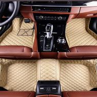 VEMAT Car Floor Mats Fit for Tesla S Models 2014-2018 All Weather Artificial Leather Fully Surrounded Carpets (Beige)