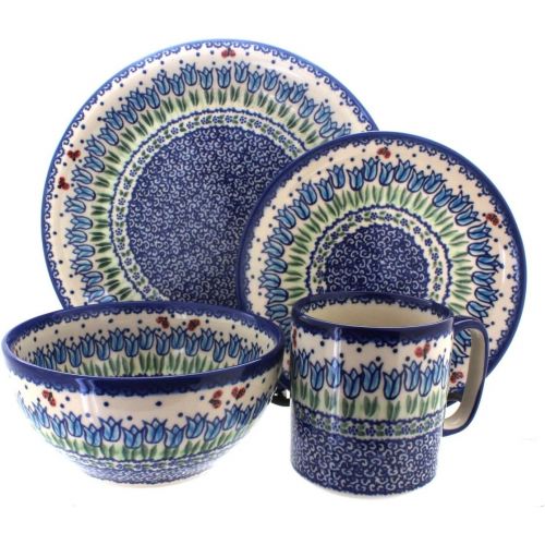  Polish Pottery Garden Tulip 4 Piece Dinner Set - Service for 1: Dinnerware Sets: Kitchen & Dining