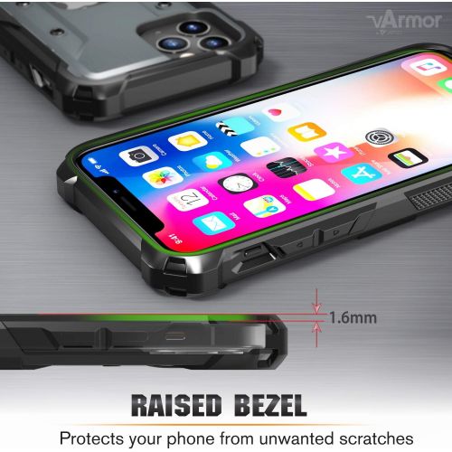  [아마존베스트]Vena vArmor Rugged Case Compatible with Apple iPhone 12 / iPhone 12 Pro (6.1-inch), (Military Grade Drop Protection) Heavy Duty Holster Belt Clip Cover with Kickstand - Space Gray