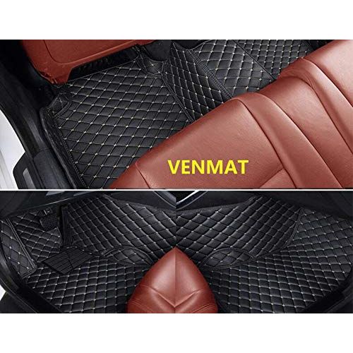  VENMAT Car Floor Mats Custom Made for Honda Accord 8th Gen Sedan 2008-2012 Foot Carpets Faux Leather All Weather Waterproof 3D Full Surrounded Anti Slip Car Rugs (Black with Beige