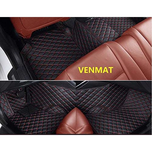  VENMAT Car Floor Mats Custom Made for Range Rover Sport L494 5 Seater 2014-2019 Foot Carpets Faux Leather All Weather Waterproof 3D Full Surrounded Anti Slip (Black with Red Stitch