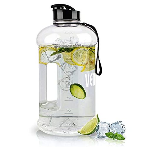  VENNERLI Water Bottle with Handle Portable Large Plastic Water Bottles for Adults BPA-free Half Gallon Water Bottle Reusable 2 Liter Water Jugs for Outdoor Hiking Fitness Travel Ca