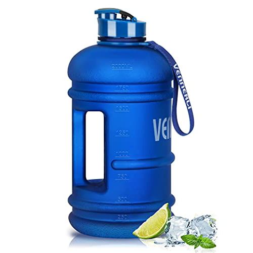  VENNERLI Half Gallon Water Bottle 2.2L Large Sports Water Bottle with Handle 74oz BPA-free Reusable Plastic Water Jugs Leakproof Hydro Bottle for Gym Yoga Travel Camping Cycling Ou