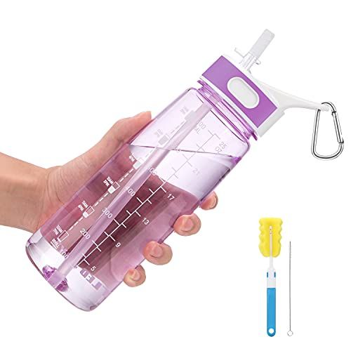  VENNERLI Sports Water Bottle with Straw 800ML Bike Water Bottles Reusable Water Jug 28 OZ Hydro Jug BPA-Free Wide Mouth Water Bottle with Handle for Fitness Outdoor Hiking Camping Dishwashe