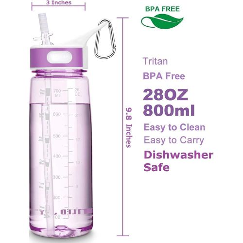  VENNERLI Sports Water Bottle with Straw 800ML Bike Water Bottles Reusable Water Jug 28 OZ Hydro Jug BPA-Free Wide Mouth Water Bottle with Handle for Fitness Outdoor Hiking Camping Dishwashe