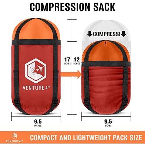  VENTURE 4TH Backpacking Sleeping Bag ? Lightweight Warm & Cold Weather Sleeping Bags for Adults, Kids & Couples ? Ideal for Hiking, Camping & Outdoor Adventures ? Single, XXL and D