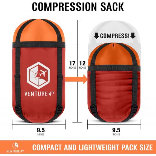  VENTURE 4TH Backpacking Sleeping Bag ? Lightweight Warm & Cold Weather Sleeping Bags for Adults, Kids & Couples ? Ideal for Hiking, Camping & Outdoor Adventures ? Single, XXL and D