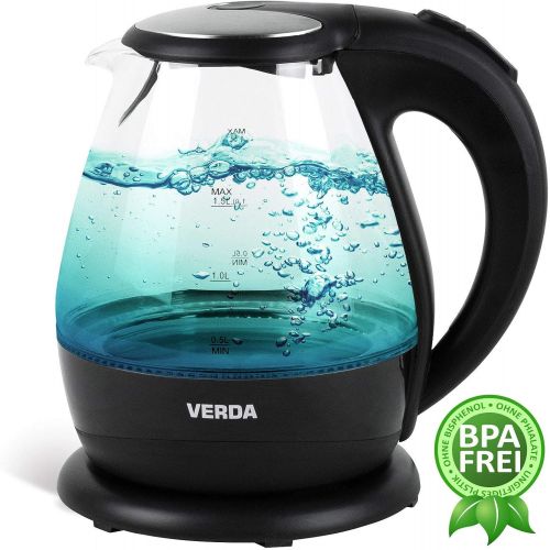  VERDA Wasserkocher 1,5L 2200W Kalkfilter LED Beleuchtung Kabelloss Glas SN0615L