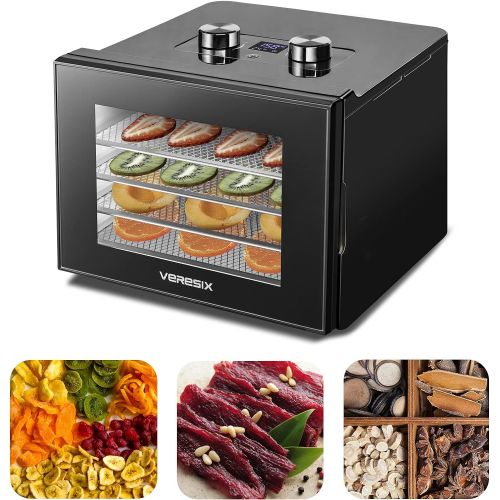  VERESIX Food Dehydrator Machine - Digital Adjustable Timer and Temperature Control Dryer Dehydrators for Food and Jerky, Herbs, Meat, Fruit, Veggies, with 4 Stainless Steel Trays and 2 Ant