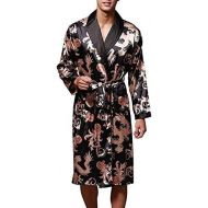 [아마존 핫딜] [아마존핫딜]VERNASSA Mens Satin Robe Silk Long Sleeve Kimono Bathrobe Sleepwear Loungewear