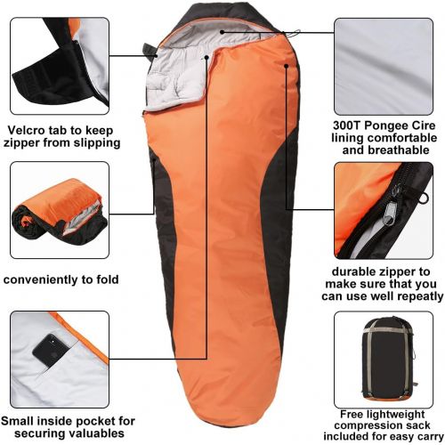  VERZEY Envelope Camping Sleeping Bag, Great For 4 Season, Traveling Camping Hiking Outdoor Activities Waterproof Sleeping Bag for Adults, Kids, Boys and Girls