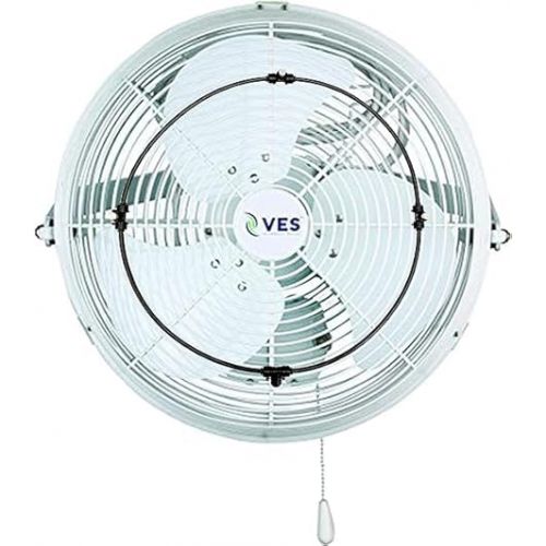  VES Moisture Resistant Outdoor Wall/Ceiling Mount Shop Fan/Industrial Basket Fan for Cooling and Ventilation (18 inch, White)