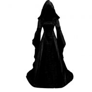 VESNIBA Womens Long Sleeve Hooded Medieval Dress Floor Length for Cosplay Dress