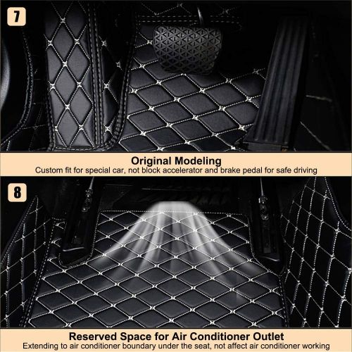  VEVAE Custom Car Floor Mats for BMW E66 7 Series 730Li/740Li/750Li/760Li 2002-2008 Laser Measured Faux Leather, All Weather Full Coverage Waterproof Carpets XPE Car Liner (Black wi