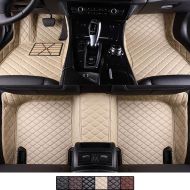 VEVAE Custom Car Floor Mats for BMW E66 7 Series 730Li/740Li/750Li/760Li 2002-2008 Laser Measured Faux Leather, All Weather Full Coverage Waterproof Carpets XPE Car Liner (Beige)