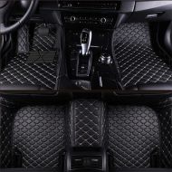 VEVAE Custom Car Floor Mats for Jaguar F-Pace 2016-2019 Laser Measured Faux Leather, All Weather Full Coverage Waterproof Carpets XPE Car Liner (Black with Beige Stitching)