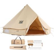 VEVOR Canvas Bell Tent, 4 Seasons Yurt Tent, Canvas Tent for Camping with Stove Jack, Breathable Tent Holds up to 4-10 People, Family Camping Outdoor Hunting Party