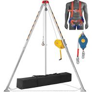 VEVOR Confined Space Tripod Kit, 2600 lbs Winch, Confined Space Tripod 8' Legs and 98' Cable, Confined Space Rescue Tripod 32.8' Fall Protection, Harness, Storage Bag for Traditional Confined Spaces