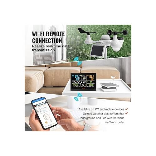  VEVOR YT60234 WiFi Weather Station 7-in-1, Weather Stations WiFi Indoor Outdoor, 7.5