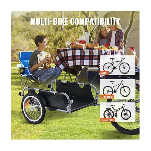  VEVOR Bike Cargo Trailer, 88/100/160 lbs Load Capacity, Heavy-Duty Bicycle Wagon Cart, Foldable Compact Storage with Universal Hitch