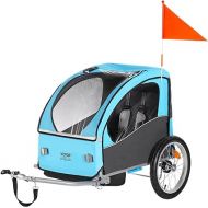 VEVOR Bike Trailer for Toddlers, Kids, 60 lbs Load, Tow Behind Foldable Child Bicycle Trailer with Universal Bicycle Coupler, Canopy Carrier with Strong Carbon Steel Frame for Children, Blue and Gray