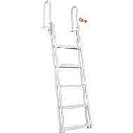 VEVOR Dock Ladder Flip Up 5 Steps, 350lbs Load Capacity, Aluminum Pontoon Boat Ladder with 4