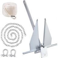 VEVOR Boat Anchor Kit 13 lb / 8.5 lbs Fluke Style Anchor, Hot Dipped Galvanized Steel Fluke Anchor, Marine Anchor with Anchor, Rope, Shackles, Chain for Boat Mooring on The Beach