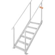 VEVOR Dock Ladder 6 Steps, 500lbs Load Pool Steps, Adjustable Height Aluminum Dock Stairs, Pontoon Boat Ladder with Handrails & Widen Nonslip Rubber Pedals for Lake/Pool/Marine Boarding/RV/House